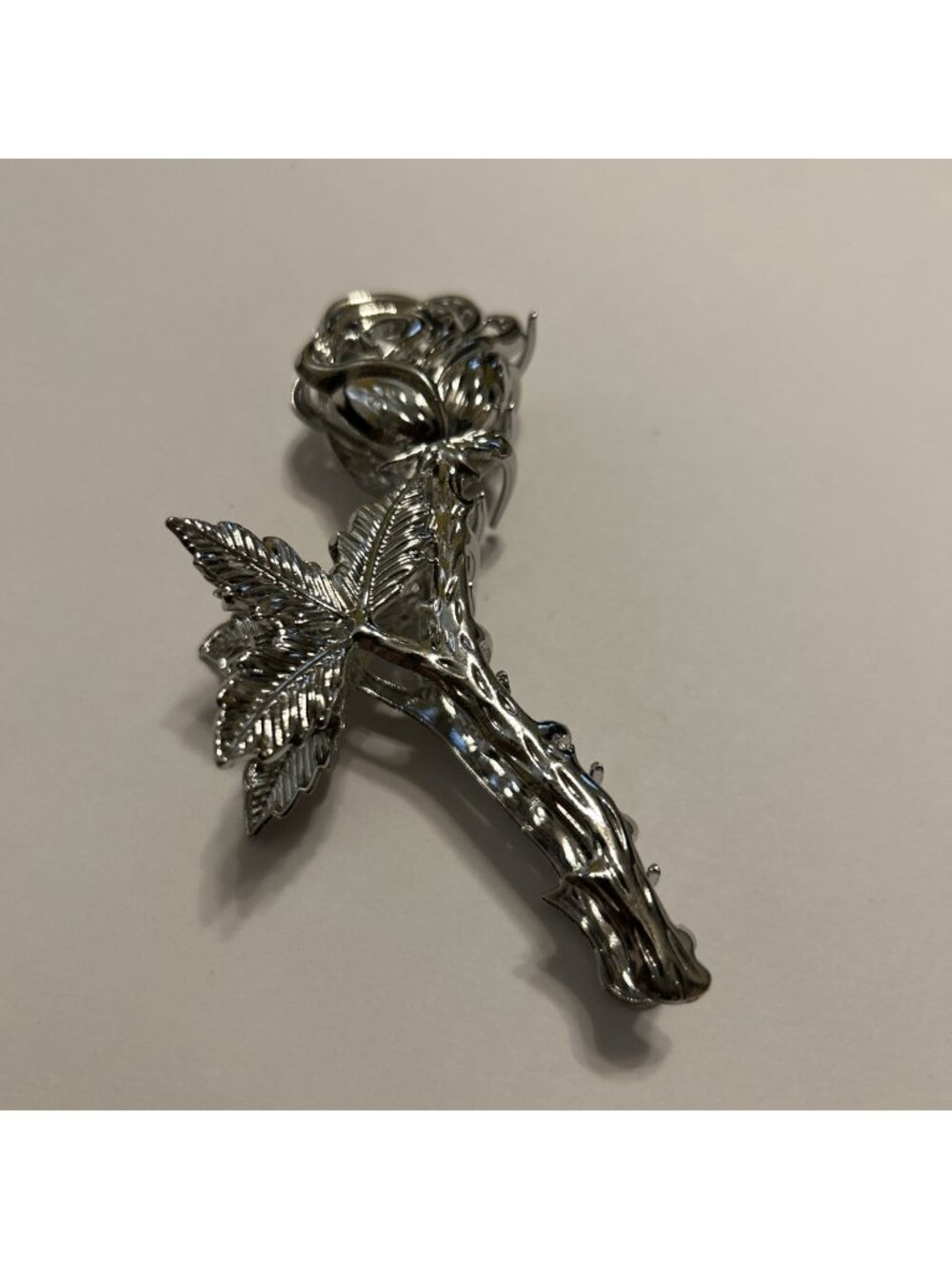 Large 4" Silver Metal Rose Hair Claw Clip Non Slip Alloy Flower Jaw Clamp Goth